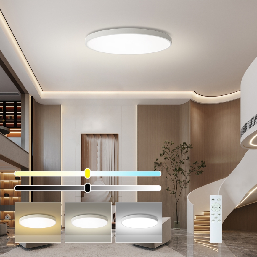 Brilagi - Dimmbare LED-Deckenleuchte POOL SMART LED/180W/230V 3000-6000K Ø 120 cm Wi-Fi Tuya weiß + Fernbedienung