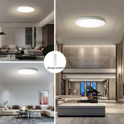 Brilagi - Dimmbare LED-Deckenleuchte POOL SMART LED/180W/230V 3000-6000K Ø 120 cm Wi-Fi Tuya weiß + Fernbedienung