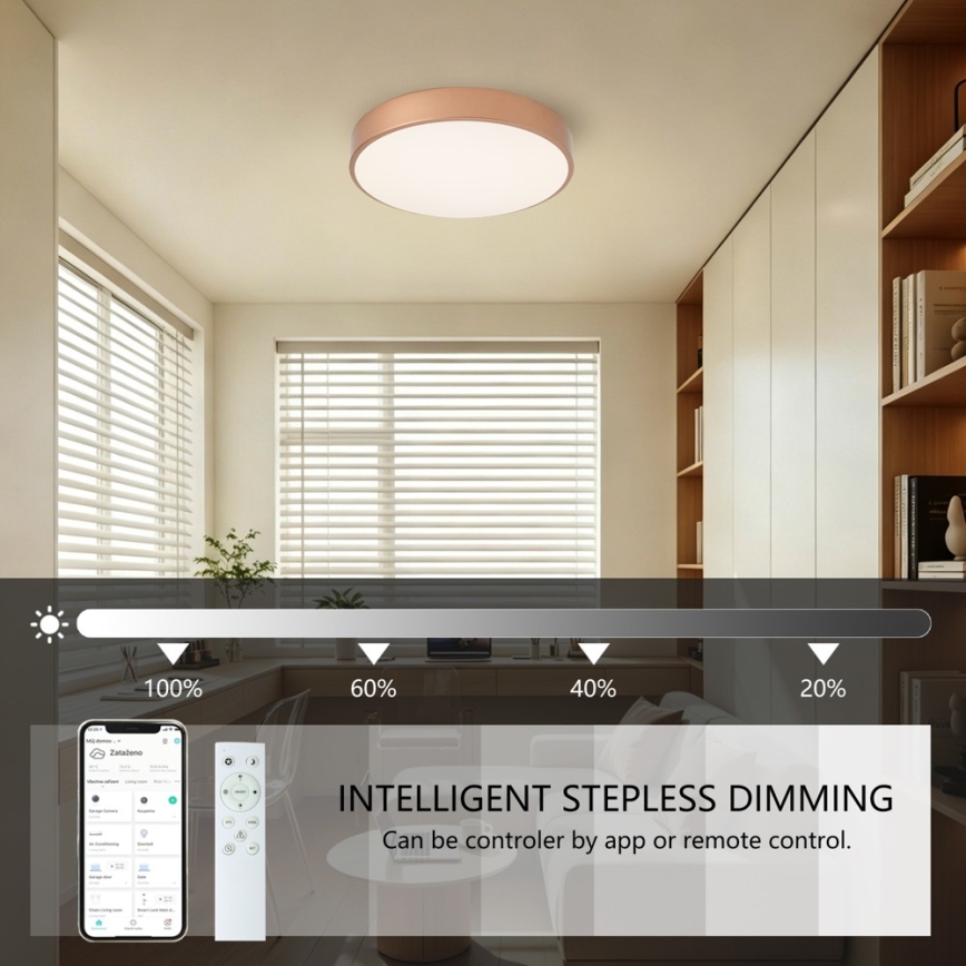 Brilagi - LED-dimmbare Deckenleuchte POOL SMART LED / 48 W / 230 V 3000–6000 K Ø 40 cm Wi-Fi Tuya Bronze + Fernbedienung