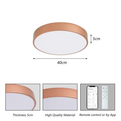 Brilagi - LED-dimmbare Deckenleuchte POOL SMART LED / 48 W / 230 V 3000–6000 K Ø 40 cm Wi-Fi Tuya Bronze + Fernbedienung