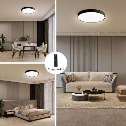 Brilagi - dimmbare LED-Deckenleuchte POOL SMART LED/48W/230V 40 cm 3000-6000K Wi-Fi Tuya + Fernbedienung schwarz