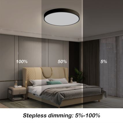 Brilagi - dimmbare LED-Deckenleuchte POOL SMART LED/48W/230V 40 cm 3000-6000K Wi-Fi Tuya + Fernbedienung schwarz