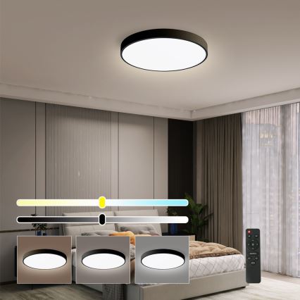 Brilagi - dimmbare LED-Deckenleuchte POOL SMART LED/48W/230V 40 cm 3000-6000K Wi-Fi Tuya + Fernbedienung schwarz