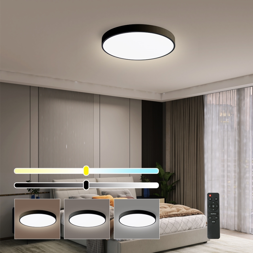 Brilagi - dimmbare LED-Deckenleuchte POOL SMART LED/48W/230V 40 cm 3000-6000K Wi-Fi Tuya + Fernbedienung schwarz