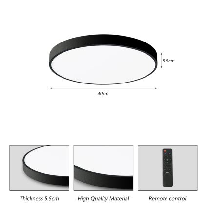 Brilagi - dimmbare LED-Deckenleuchte POOL SMART LED/48W/230V 40 cm 3000-6000K Wi-Fi Tuya + Fernbedienung schwarz