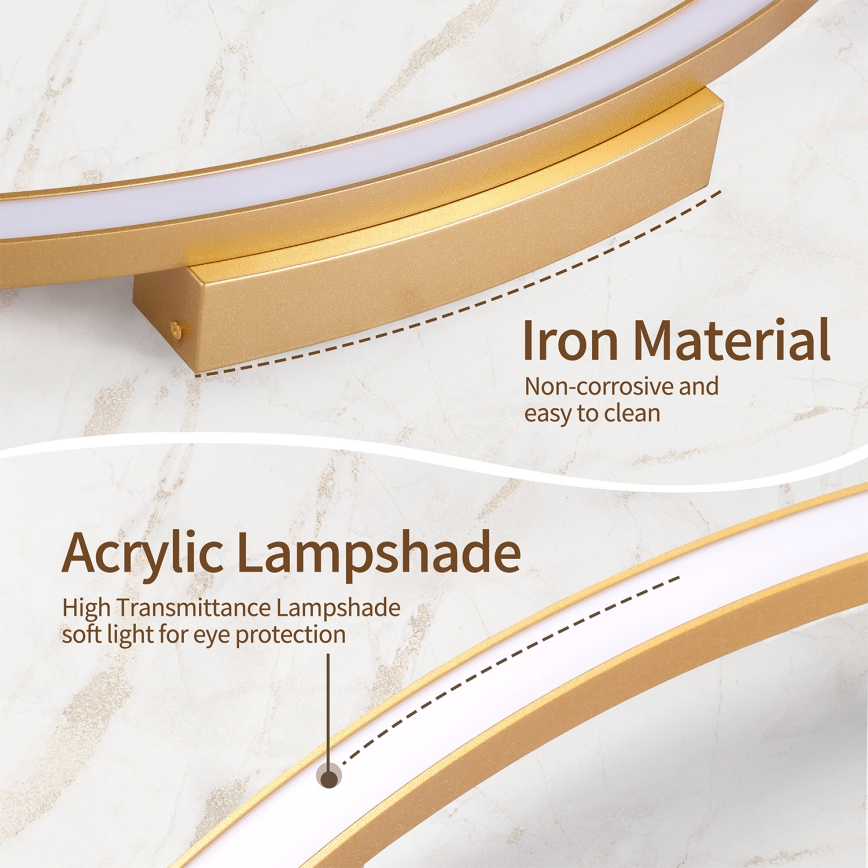 Brilagi - dimmbare LED-Deckenleuchte PORTOFINO LED/60W/230V 3000-6000K Ø 80 cm gold + Fernbedienung