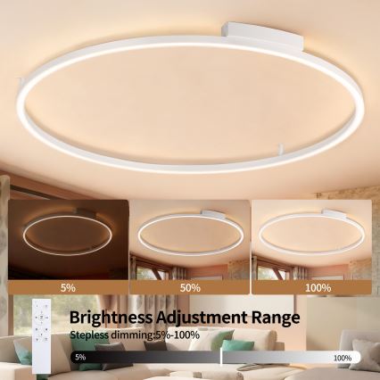 Brilagi - LED dimmbare Deckenleuchte PORTOFINO LED/85W/230V 3000–6000K Ø 120 cm Weiß + Fernbedienung