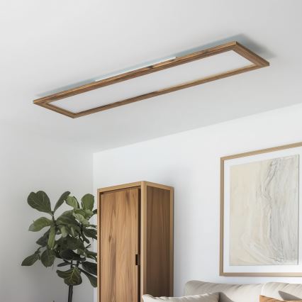Brilagi - LED dimmbare Deckenleuchte SLIMFRAME WOOD LED/58W/230V 124x33,7 cm 3000-6000K braun + Fernbedienung