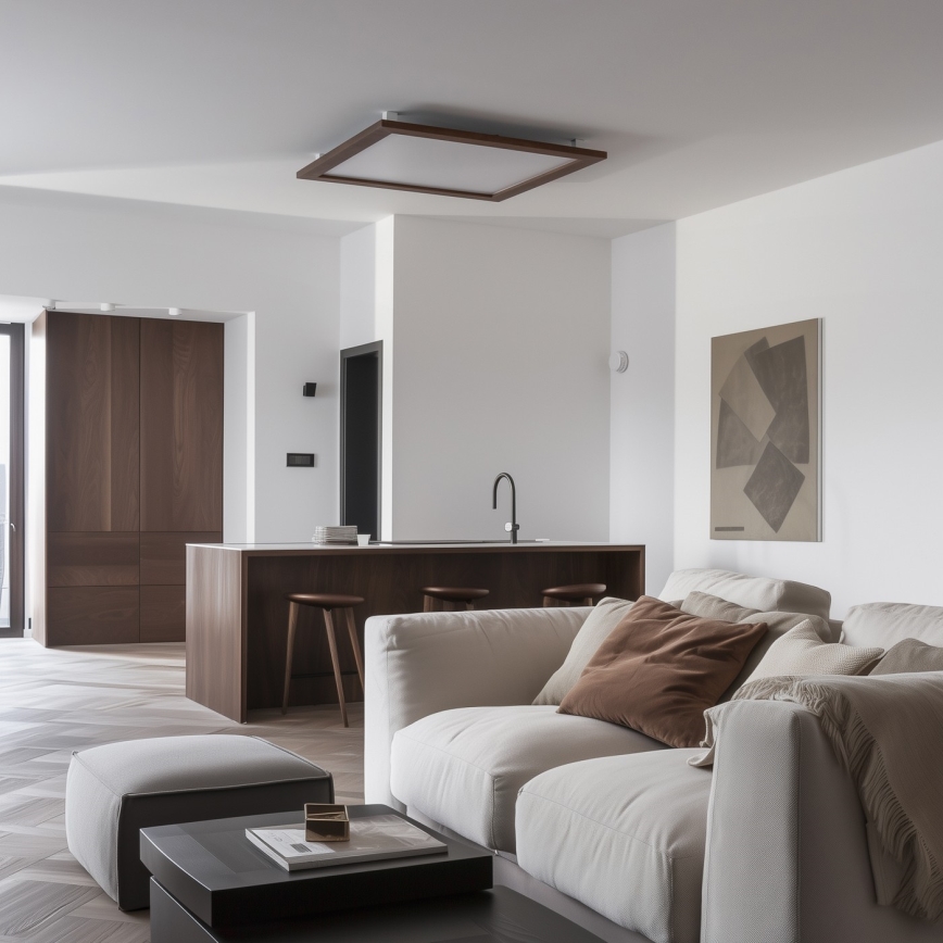 Brilagi - Dimmbare LED-Deckenleuchte SLIMFRAME WOOD LED/58W/230V 64x64 cm 3000-6000K dunkelbraun + Fernbedienung