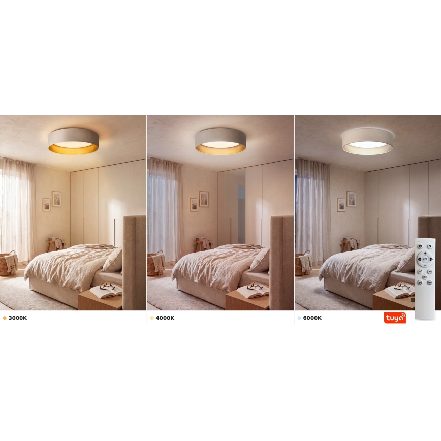Brilagi - LED-dimmbare Deckenleuchte VELVET SMARTIX STARS LED/36W/230V 3000-6000K Ø 55 cm creme/gold Wi-Fi Tuya Beacon + Fernbedienung