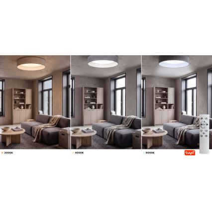 Brilagi - LED-dimmbare Deckenleuchte VELVET SMARTIX LED/24W/230V 3000–6000K Ø 45 cm grau Wi-Fi Tuya Beacon + Fernbedienung