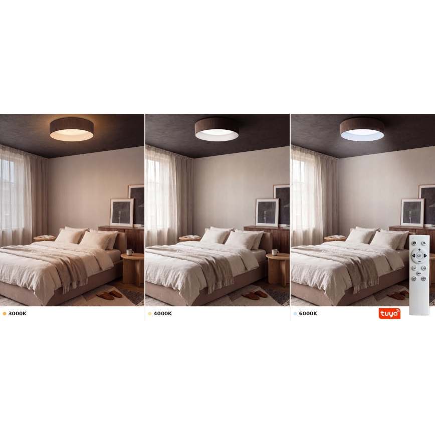 Brilagi - dimmbares Deckenleuchte VELVET SMARTIX LED/36W/230V 3000-6000K Ø 55 cm braun Wi-Fi Tuya Beacon + Fernbedienung