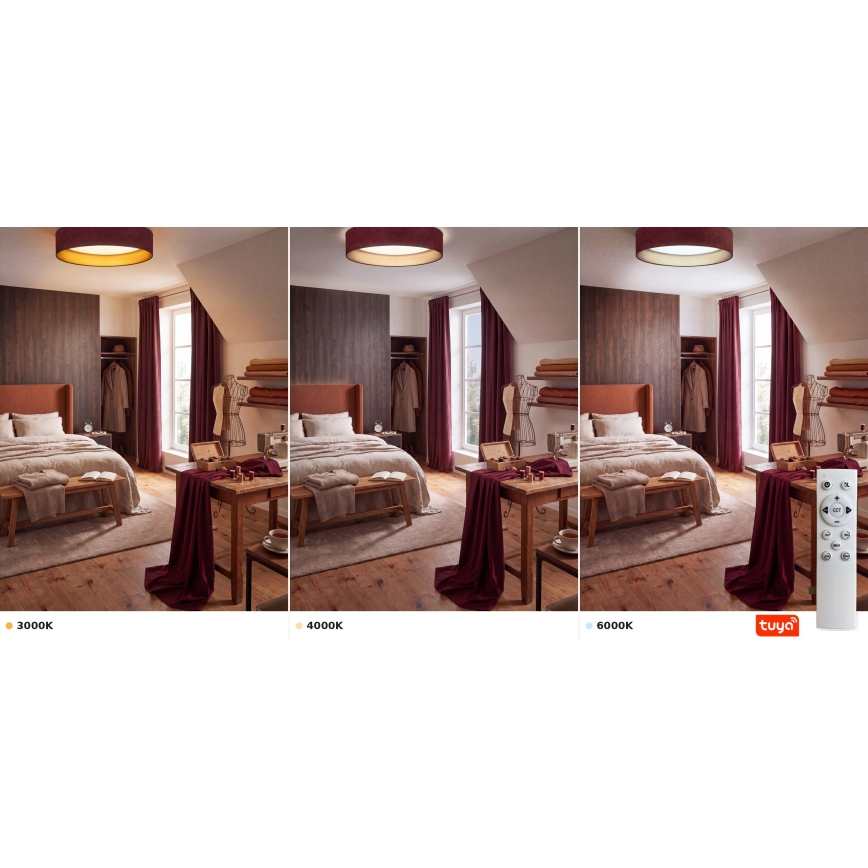 Brilagi - LED-dimmbare Deckenleuchte VELVET SMARTIX LED/36W/230V 3000-6000K Ø 55 cm weinrot/gold Wi-Fi Tuya Beacon + Fernbedienung