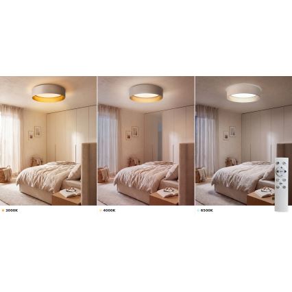 Brilagi - Dimmbare LED-Deckenleuchte VELVET SMART VARI LED/24W/230V 3000-6500K Ø 45 cm creme/gold + Fernbedienung
