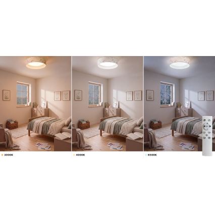 Brilagi - LED-dimmbare Deckenleuchte VELVET SMART VARI LED/24W/230V 3000–6500K Ø 45 cm weiß/Blumen + Fernbedienung