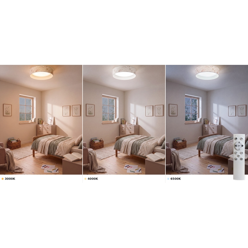 Brilagi - LED-dimmbare Deckenleuchte VELVET SMART VARI LED/24W/230V 3000–6500K Ø 45 cm weiß/Blumen + Fernbedienung