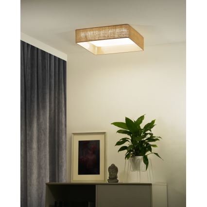 Brilagi - dimmbare LED-Deckenleuchte VELVET SQUARE SMART LED/36W/230V 60x60 cm 2700-6500K Wi-Fi Tuya + Fernbedienung braun