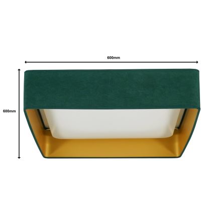 Brilagi - Dimmbare LED-Deckenleuchte VELVET SQUARE SMART LED/36W/230V 60x60 cm 2700-6500K Wi-Fi Tuya + Fernbedienung grün