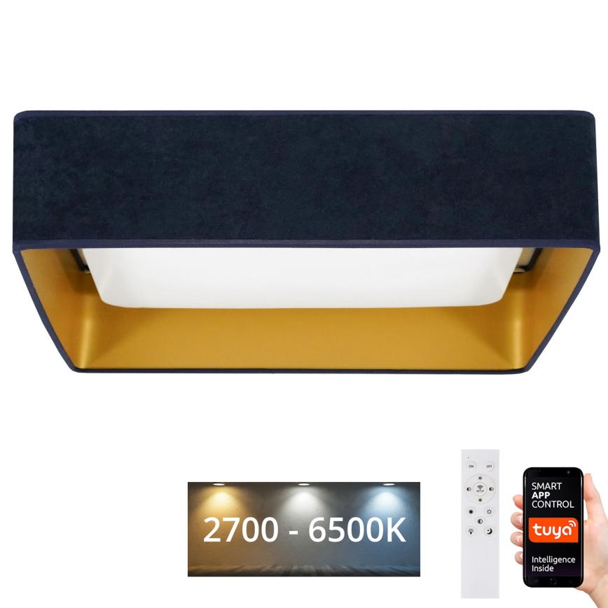 Brilagi - Dimmbare LED-Deckenleuchte VELVET SQUARE SMART LED/36W/230V 60x60 cm 2700-6500K Wi-Fi Tuya + Fernbedienung tmavě modrá