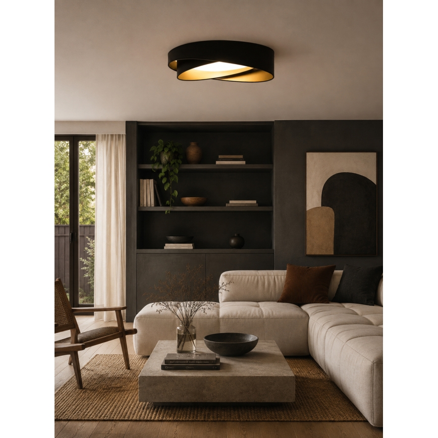 BRILAGI - LED-dimmbare Deckenleuchte VELVET TWIST LED/36W/230V 3000-6000K Ø 65 cm Wi-Fi Tuya Beacon schwarz/gold + Fernbedienung