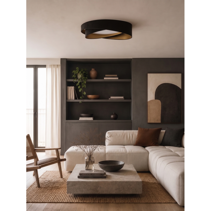 BRILAGI - LED-dimmbare Deckenleuchte VELVET TWIST LED/36W/230V 3000-6000K Ø 65 cm Wi-Fi Tuya Beacon schwarz/gold + Fernbedienung