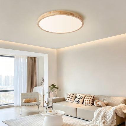BRILAGI - LED-dimmbare Deckenleuchte WOODLINE LED/72W/230V 3000-6000K Eiche Ø 60 cm + Fernbedienung