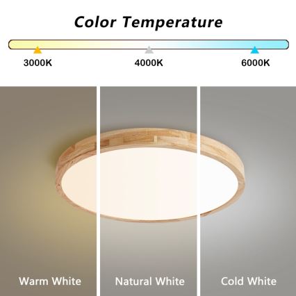 BRILAGI - LED-dimmbare Deckenleuchte WOODLINE LED/72W/230V 3000-6000K Eiche Ø 60 cm + Fernbedienung
