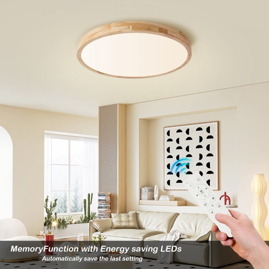 BRILAGI - LED-dimmbare Deckenleuchte WOODLINE LED/72W/230V 3000-6000K Eiche Ø 60 cm + Fernbedienung
