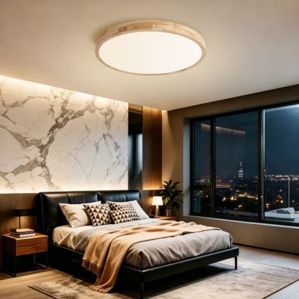 BRILAGI - LED-dimmbare Deckenleuchte WOODLINE LED/72W/230V 3000-6000K Eiche Ø 60 cm + Fernbedienung