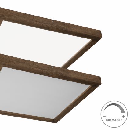 BRILAGI - Dimmbare LED-Badezimmer-Deckenleuchte WOODY FRAME LED/50W/230V Eiche Nussbaum 60x60 cm 3000-6000K IP44 + Fernbedienung