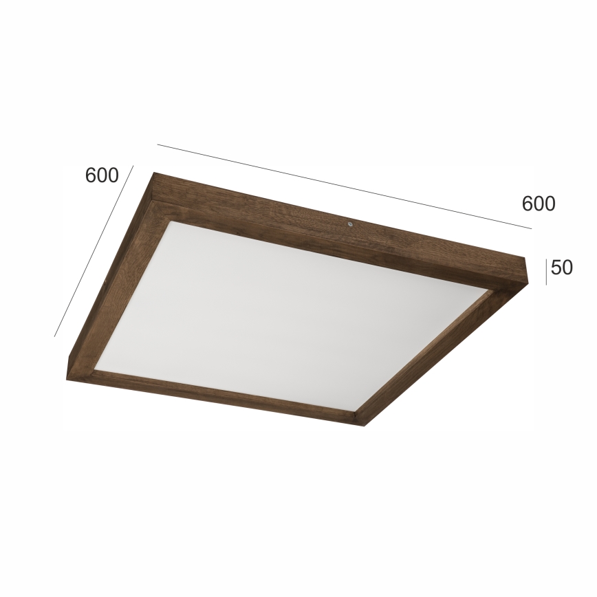 BRILAGI - Dimmbare LED-Badezimmer-Deckenleuchte WOODY FRAME LED/50W/230V Eiche Nussbaum 60x60 cm 3000-6000K IP44 + Fernbedienung