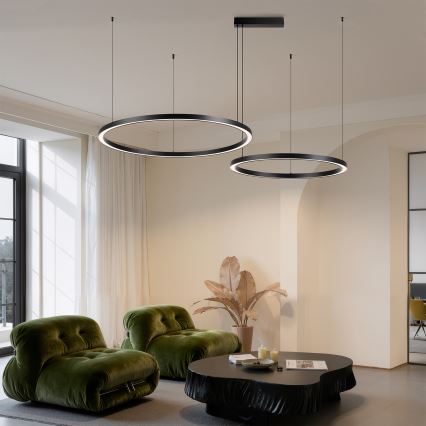 Brilagi - PORTOFINO LED-dimmbare Hängeleuchte an Seil LED/98W/230V 3000–6000K schwarz + Fernbedienung