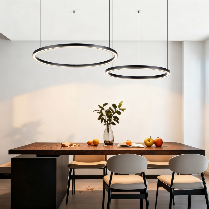 Brilagi - PORTOFINO LED-dimmbare Hängeleuchte an Seil LED/98W/230V 3000–6000K schwarz + Fernbedienung