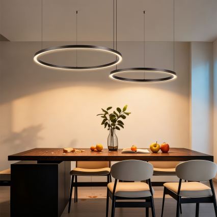 Brilagi - PORTOFINO LED-dimmbare Hängeleuchte an Seil LED/98W/230V 3000–6000K schwarz + Fernbedienung