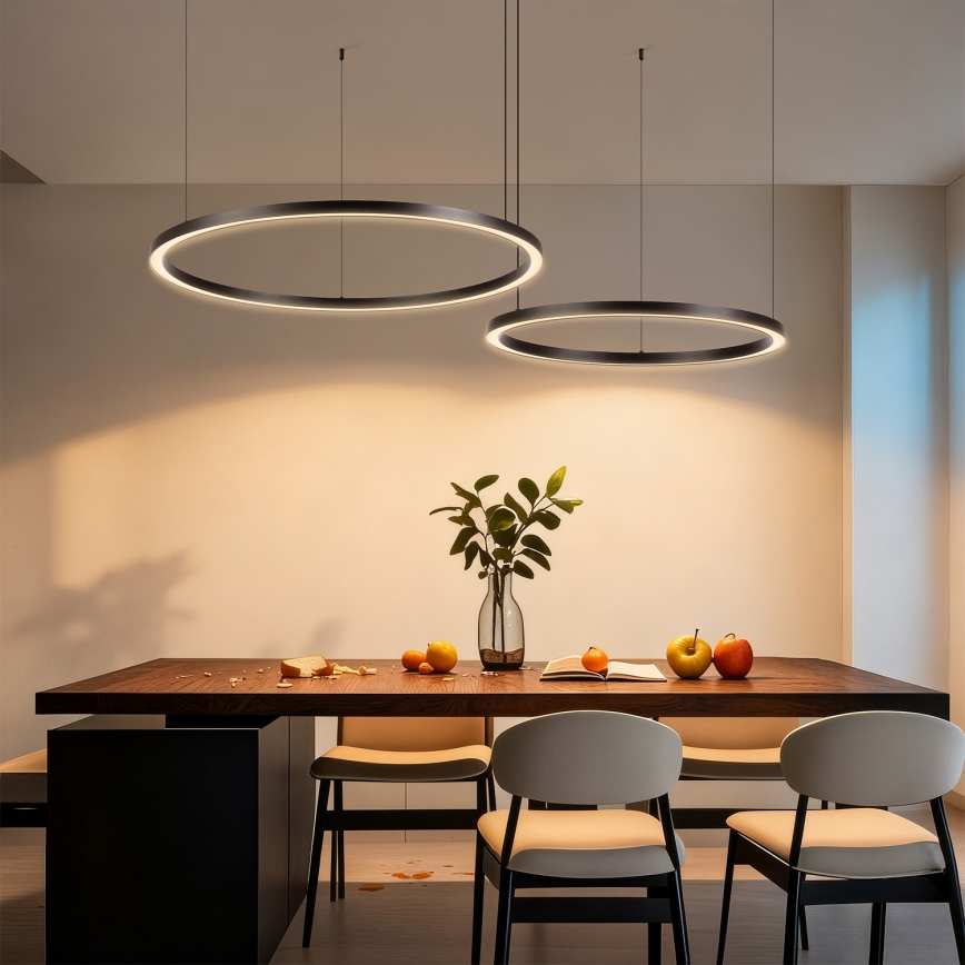 Brilagi - PORTOFINO LED-dimmbare Hängeleuchte an Seil LED/98W/230V 3000–6000K schwarz + Fernbedienung