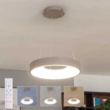 BRILAGI - LED-dimmbare Pendelleuchte an Kabel FALCON II LED/67W/230V 3000-6500K Ø 40 cm beige + Fernbedienung
