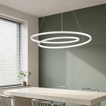 Brilagi - Dimmbarer LED-Kronleuchter mit Kabelaufhängung TWISTER LED/105W/230V 3000-6000K Ø 100 cm weiß + Fernbedienung