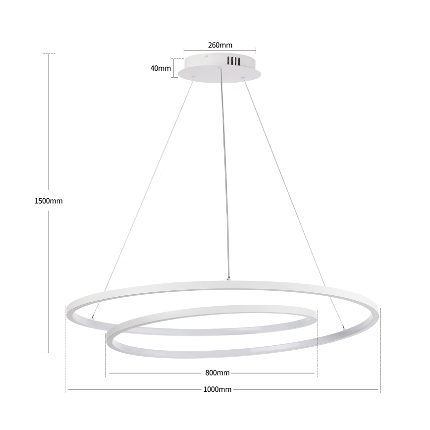 Brilagi - Dimmbarer LED-Kronleuchter mit Kabelaufhängung TWISTER LED/105W/230V 3000-6000K Ø 100 cm weiß + Fernbedienung