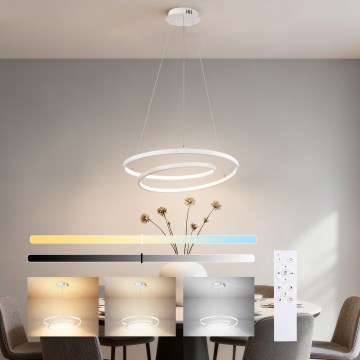 Brilagi - LED-dimmbare Pendelleuchte an Kabel TWISTER LED/48W/230V 3000-6000K Ø 50 cm Weiß + Fernbedienung