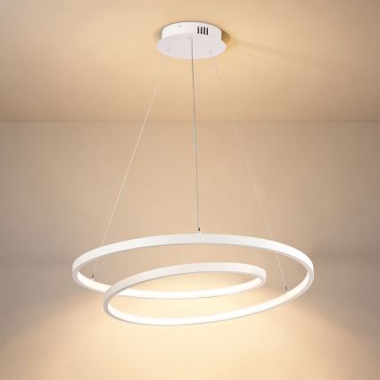 Brilagi - LED-dimmbare Pendelleuchte an Kabel TWISTER LED/48W/230V 3000-6000K Ø 50 cm Weiß + Fernbedienung