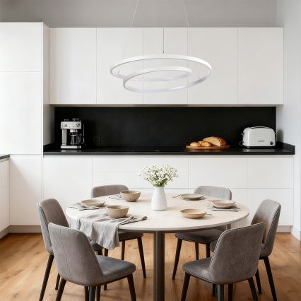 Brilagi - LED-dimmbare Pendelleuchte an Kabel TWISTER LED/48W/230V 3000-6000K Ø 50 cm Weiß + Fernbedienung