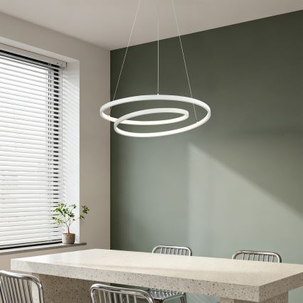 Brilagi - LED-dimmbare Pendelleuchte an Kabel TWISTER LED/48W/230V 3000-6000K Ø 50 cm Weiß + Fernbedienung
