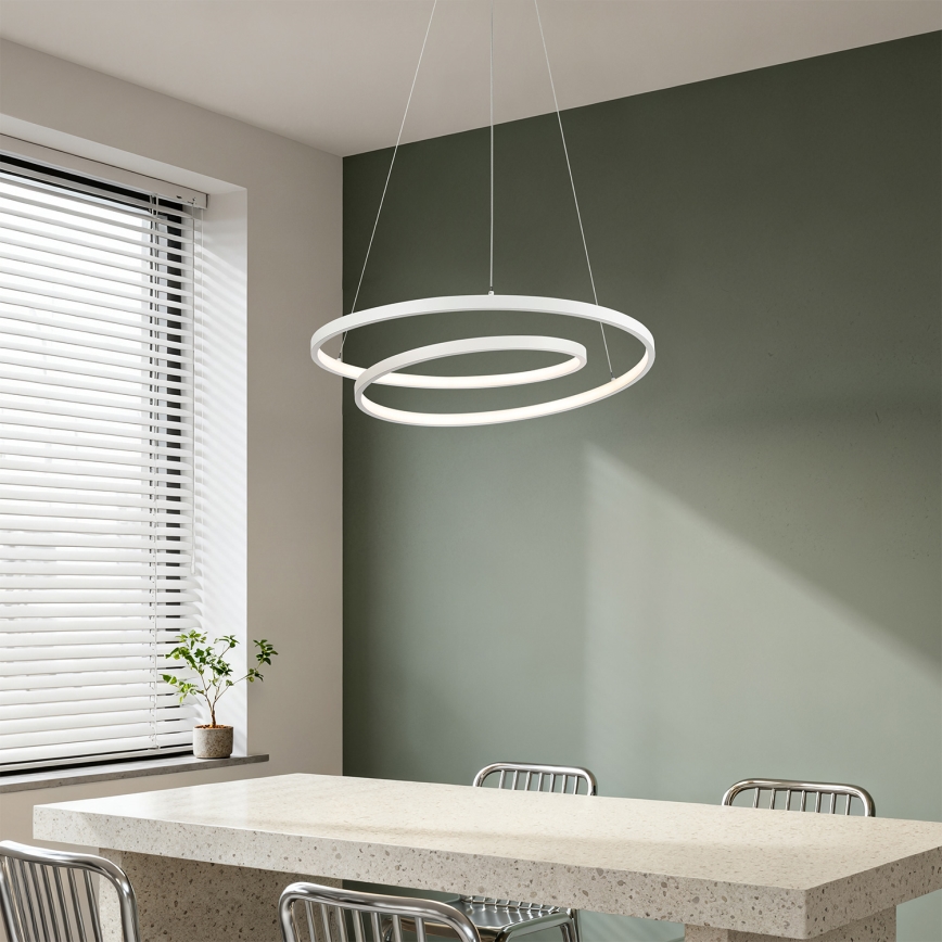 Brilagi - LED-dimmbare Pendelleuchte an Kabel TWISTER LED/48W/230V 3000-6000K Ø 50 cm Weiß + Fernbedienung