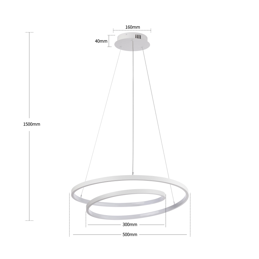 Brilagi - LED-dimmbare Pendelleuchte an Kabel TWISTER LED/48W/230V 3000-6000K Ø 50 cm Weiß + Fernbedienung