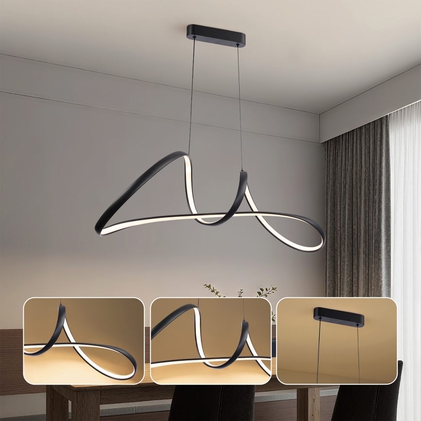 Brilagi - dimmbare Pendelleuchte TWISTER LED/60W/230V 3000-6000K schwarz + Fernbedienung