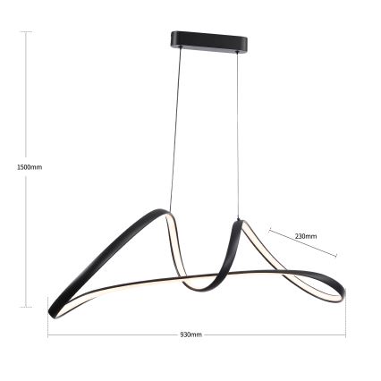 Brilagi - dimmbare Pendelleuchte TWISTER LED/60W/230V 3000-6000K schwarz + Fernbedienung