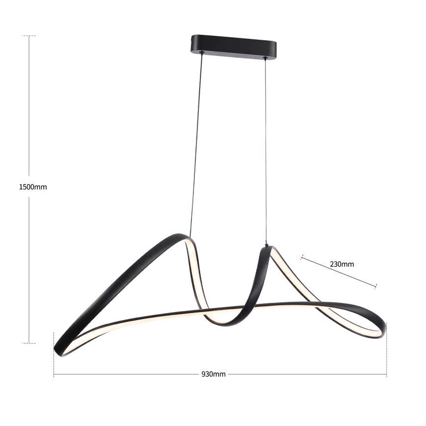 Brilagi - dimmbare Pendelleuchte TWISTER LED/60W/230V 3000-6000K schwarz + Fernbedienung