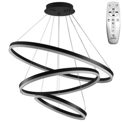 Brilagi - LED-dimmbare Hängeleuchte mit Kabelabhängung CIRCLE LED/125W/230V 3000-6500K Ø 80 cm schwarz + Fernbedienung