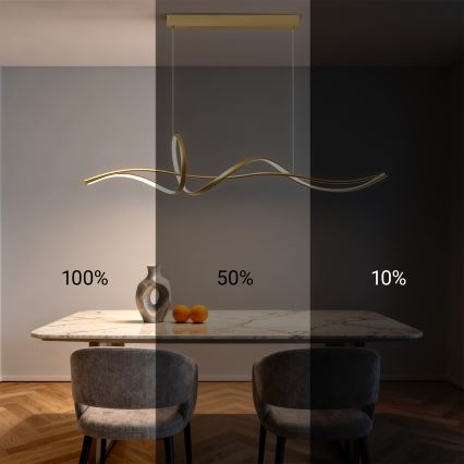 Brilagi - dimmbare LED-Pendelleuchte mit Seilaufhängung SIGNATURE LED/55W/230V 3000-6000K 120x23 cm gold + Fernbedienung