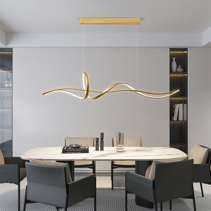 Brilagi - dimmbare LED-Pendelleuchte mit Seilaufhängung SIGNATURE LED/55W/230V 3000-6000K 120x23 cm gold + Fernbedienung